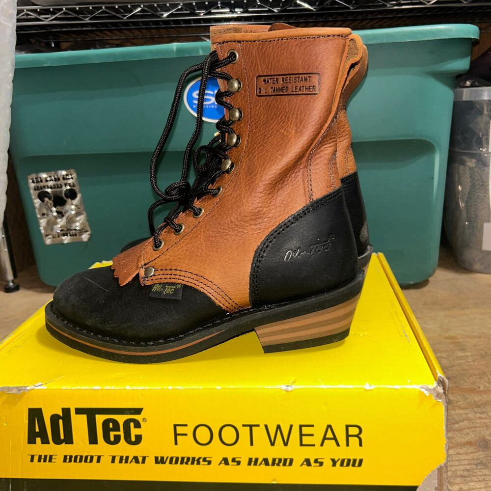AdTec Women's 8" Tumble Full-Grain Leather Work Boot Black/Dark Red 2179 Sz 6